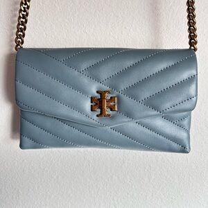 Tory Burch Kira Chevron crossbody mini bag rainwater Leather